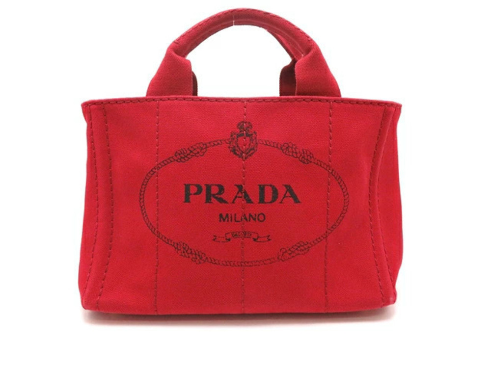 Prada Canapa Handbag Canvas Red